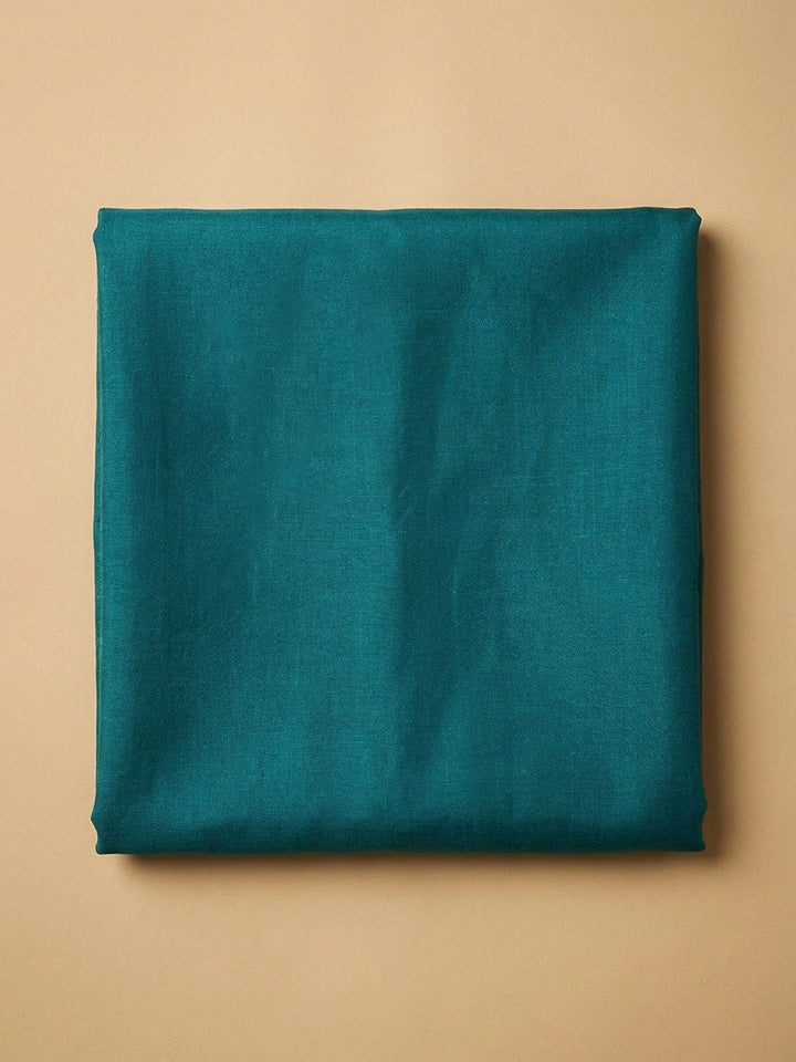 Teal Blue Chanderi Embroidered Unstitched Dress Material