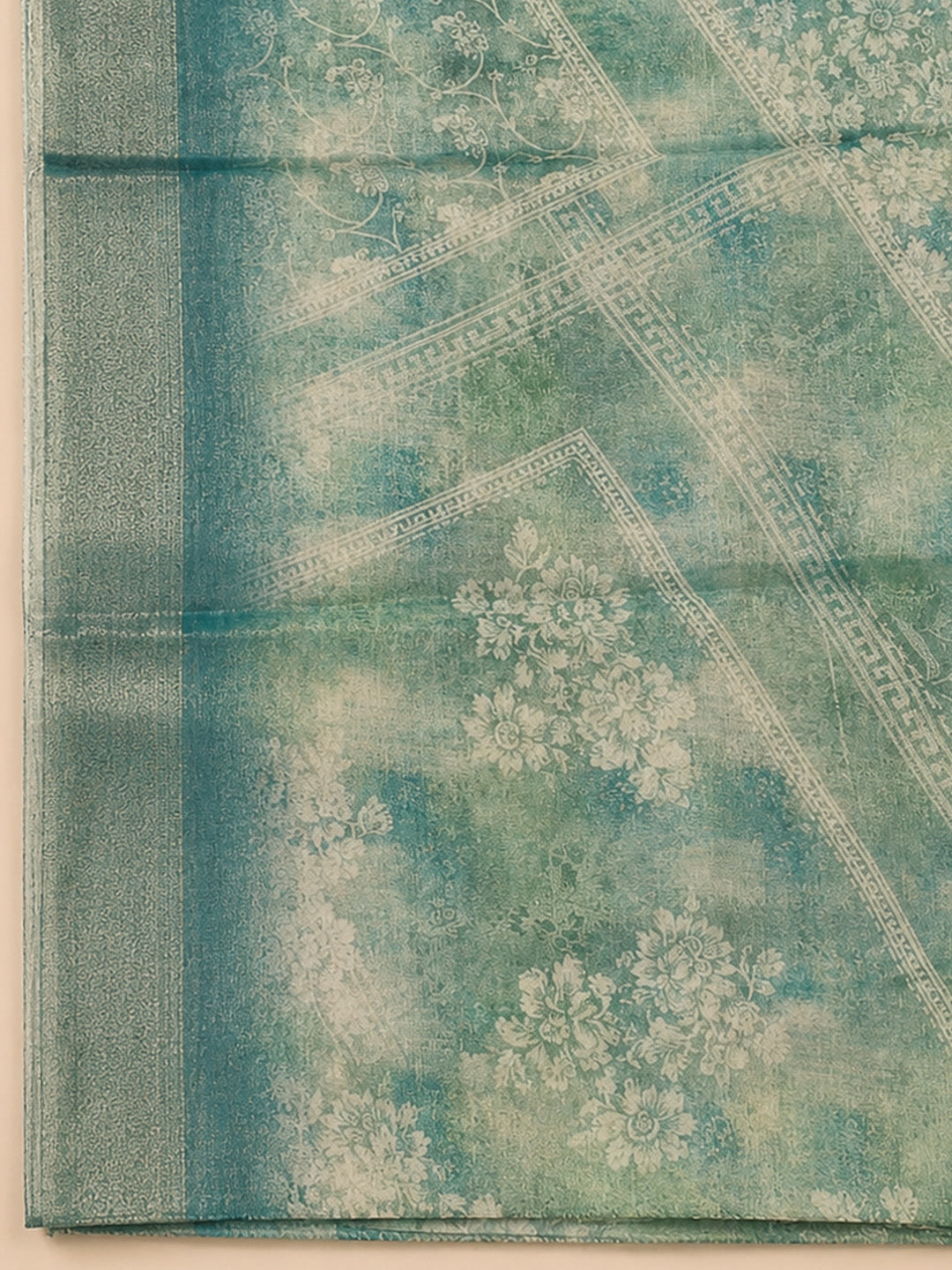 Teal Green  Chanderi Unstitched Dress Material