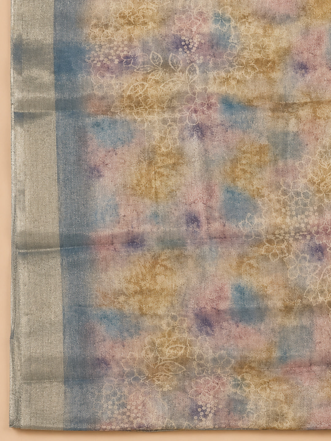 Grey  Chanderi Unstitched Dress Material