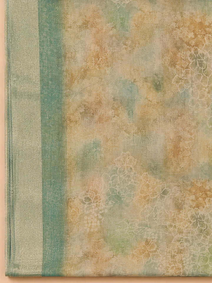 Rama Green  Chanderi Unstitched Dress Material