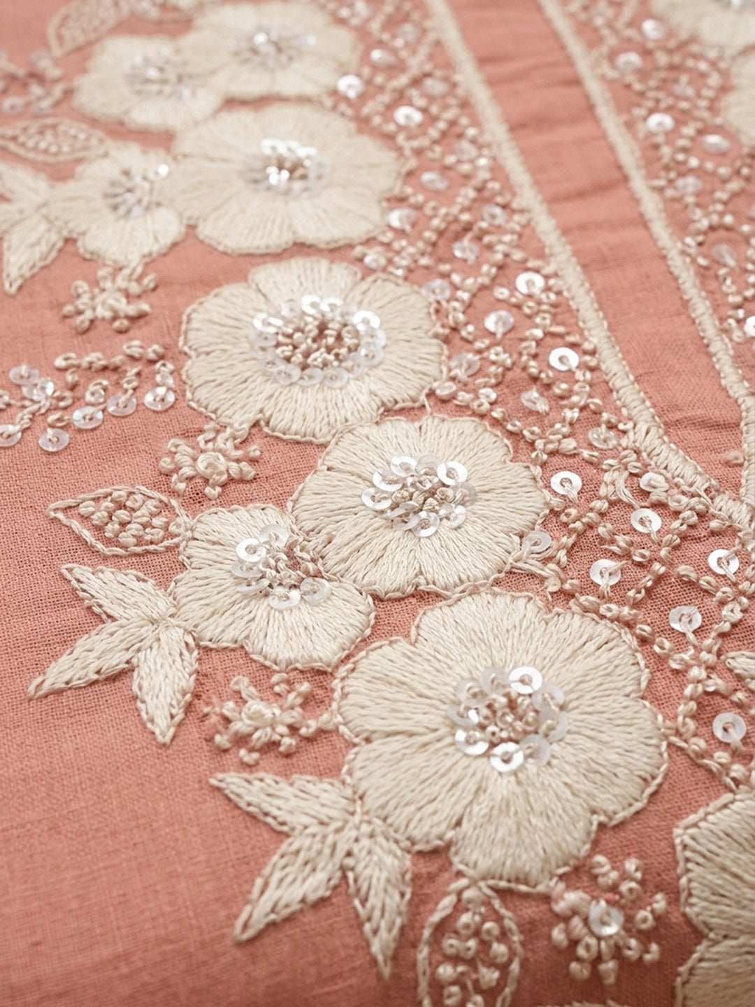 Peach  Chanderi Unstitched Dress Material