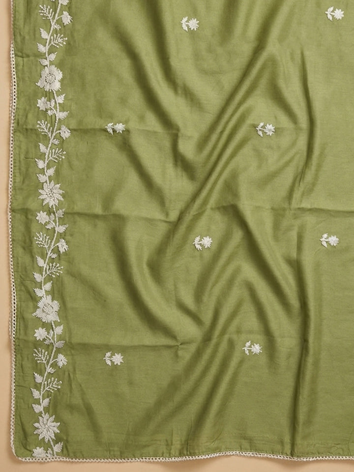 Pista Green  Chanderi Unstitched Dress Material