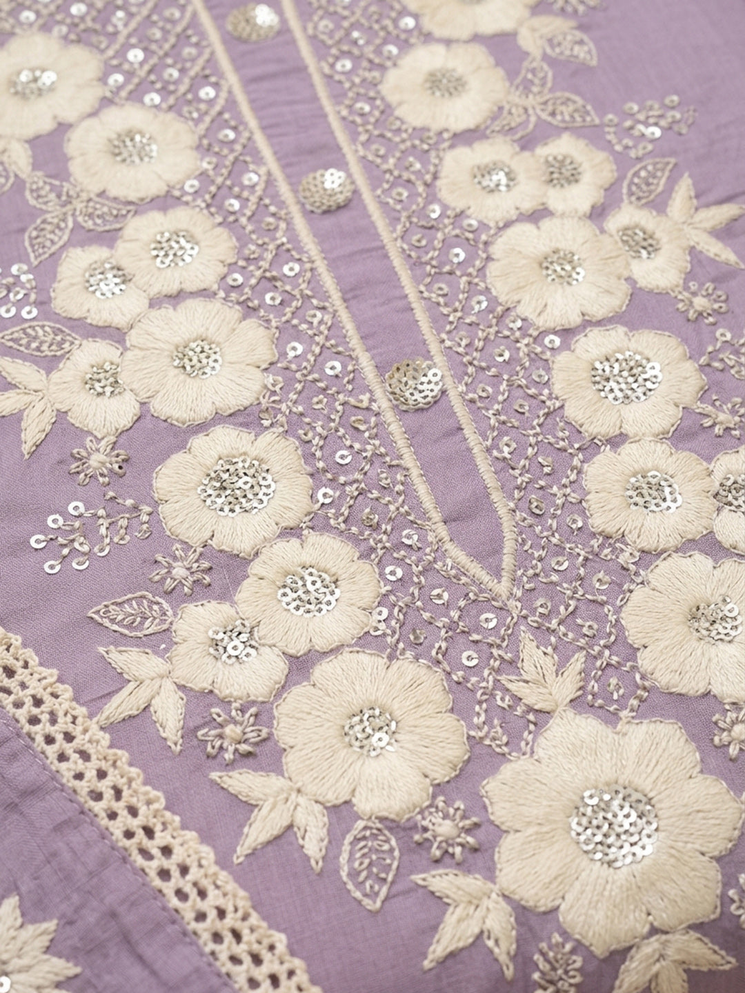 Purple  Chanderi Unstitched Dress Material