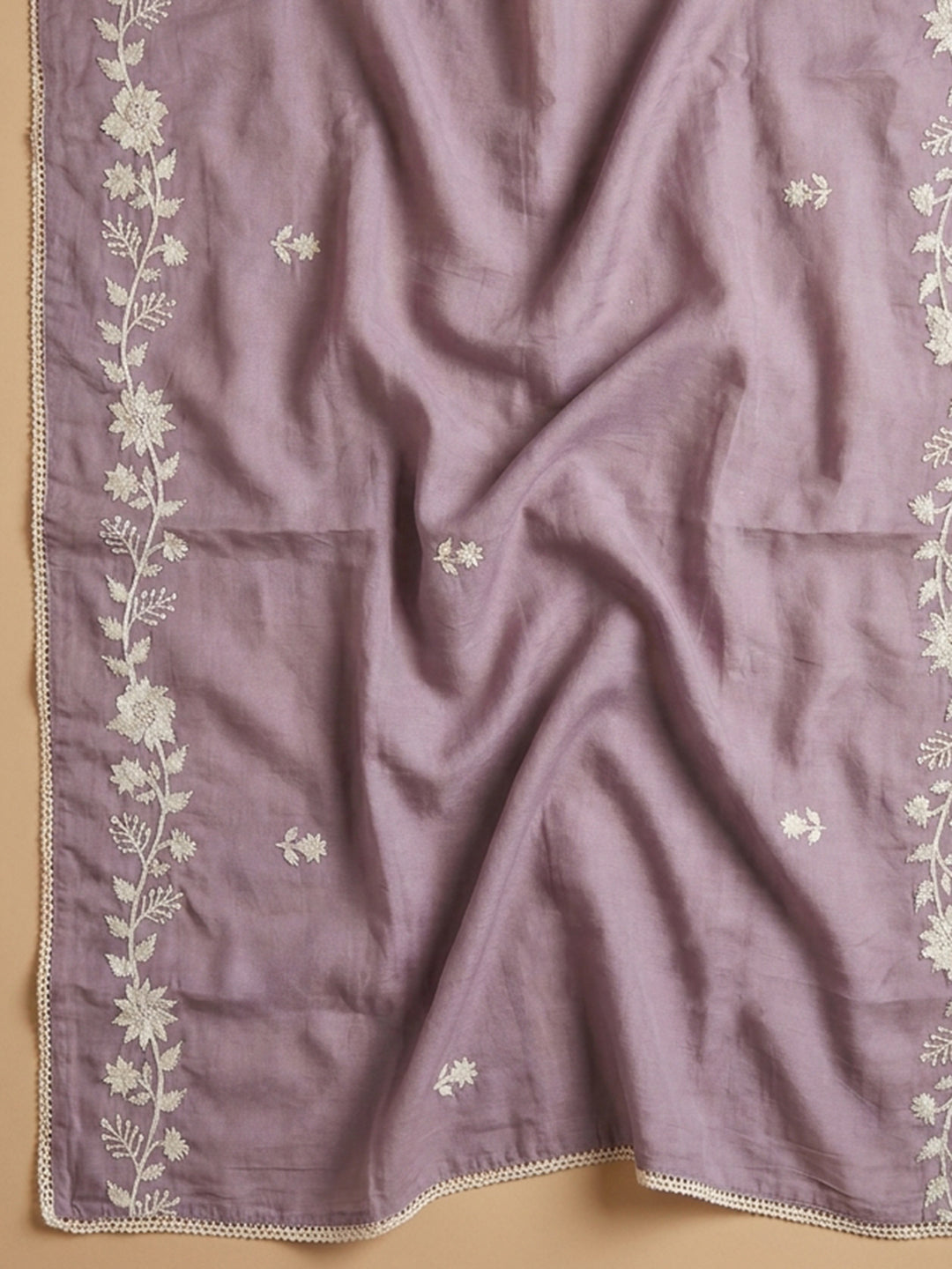 Purple  Chanderi Unstitched Dress Material