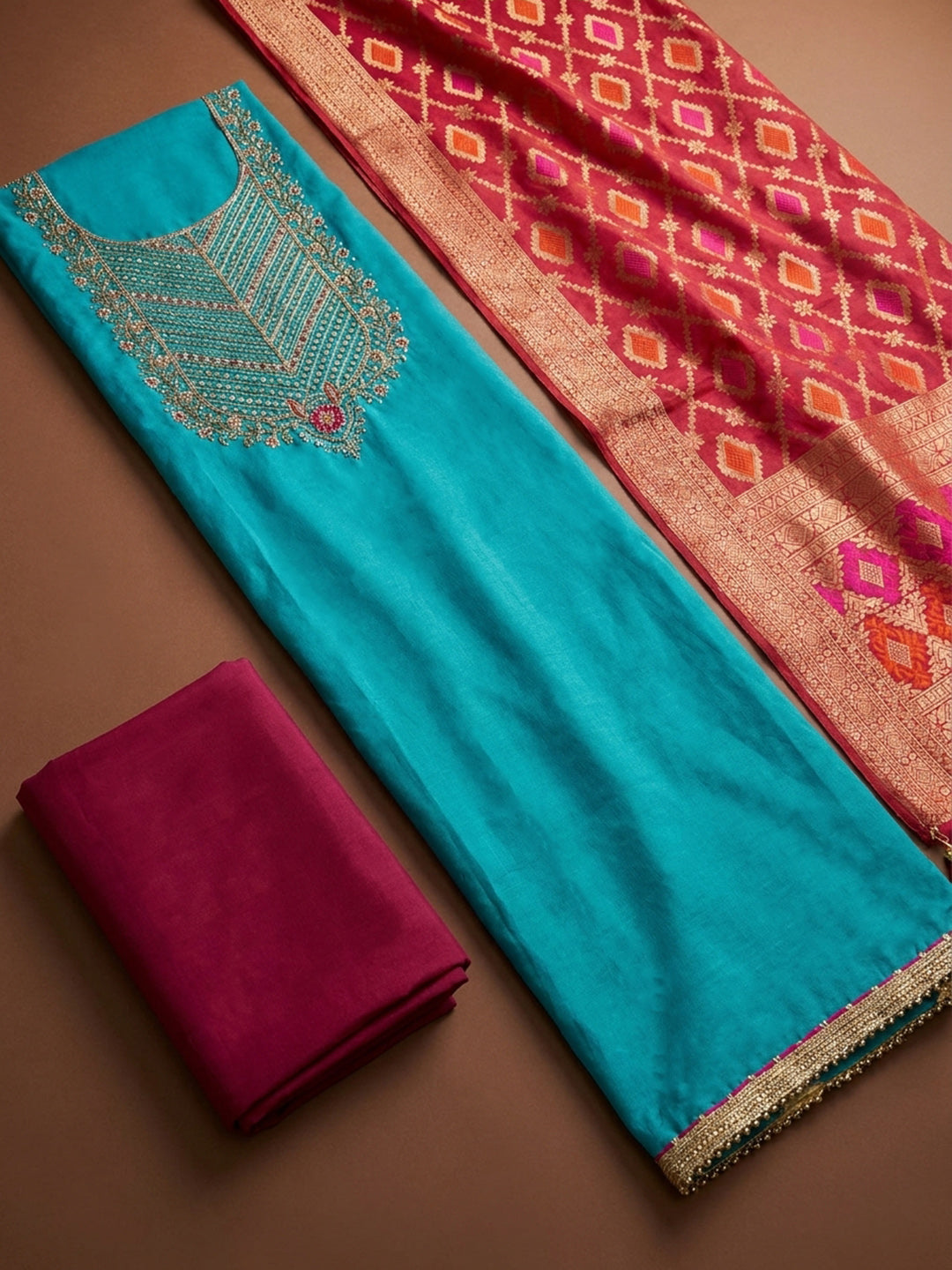 Firozee  Chanderi Unstitched Dress Material