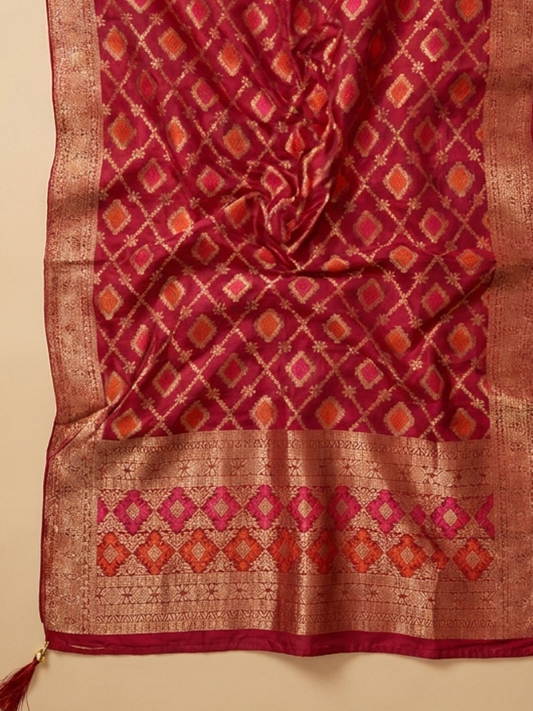Mustard  Chanderi Unstitched Dress Material