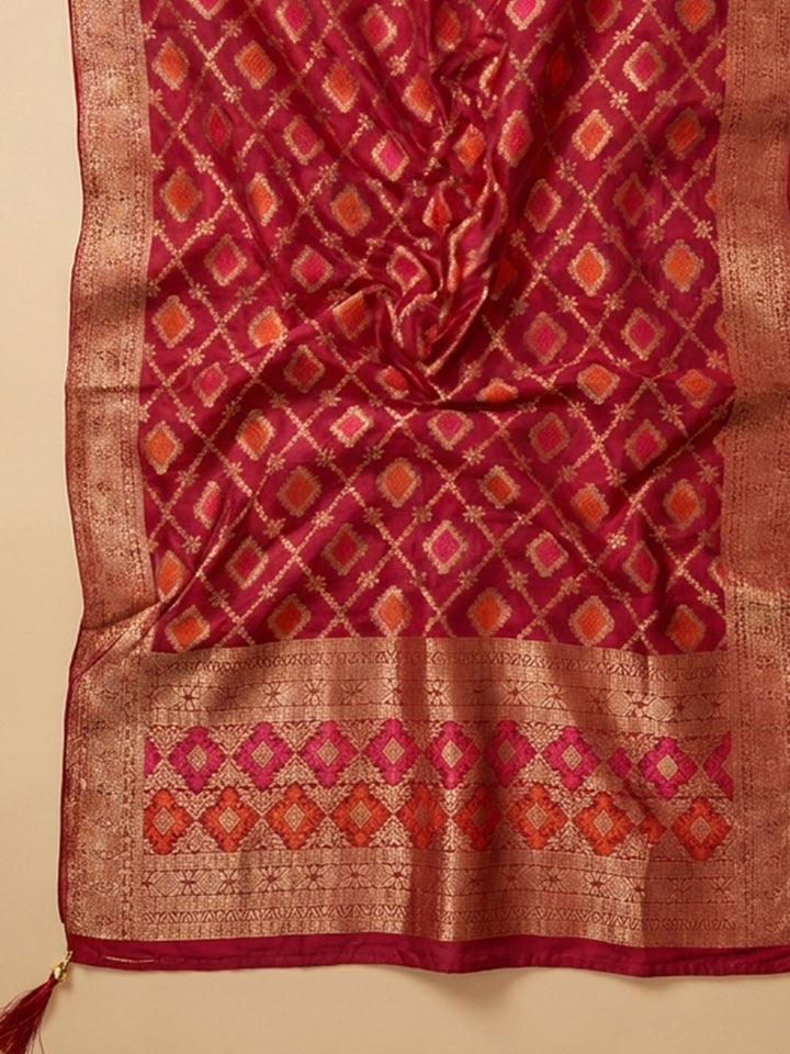 Mustard  Chanderi Unstitched Dress Material