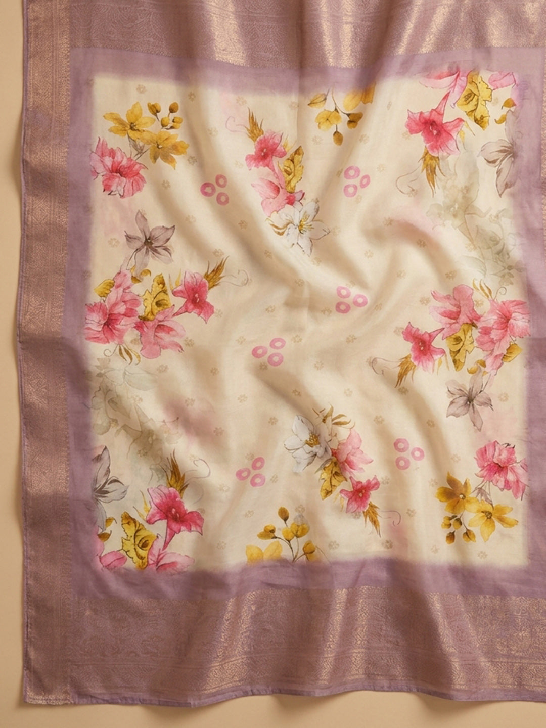 Purple  Chanderi Unstitched Dress Material