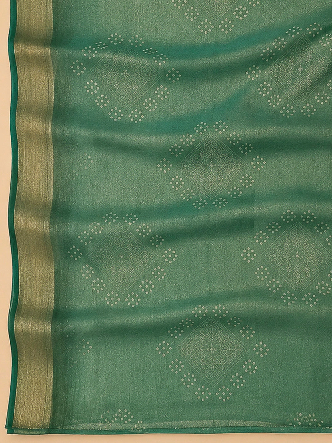Green Chanderi Embroidered Unstitched Dress Material