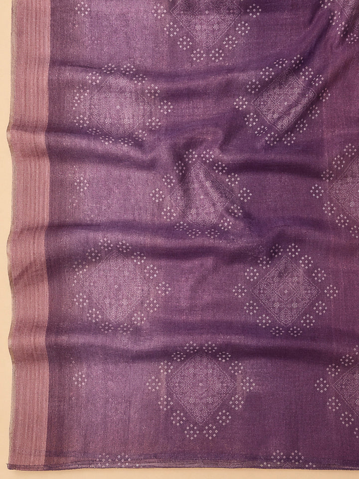 Purple Chanderi Embroidered Unstitched Dress Material