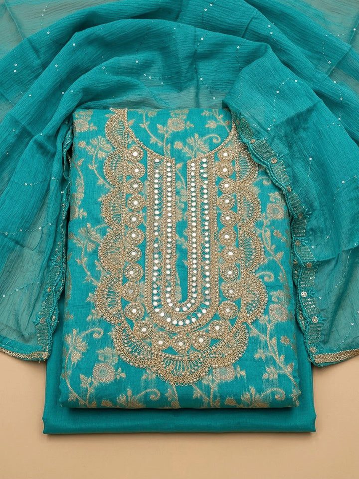 Firozee Chanderi Embroidered Unstitched Dress Material