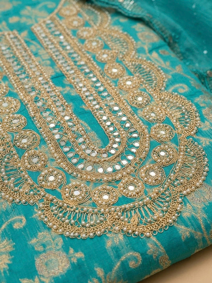 Firozee Chanderi Embroidered Unstitched Dress Material
