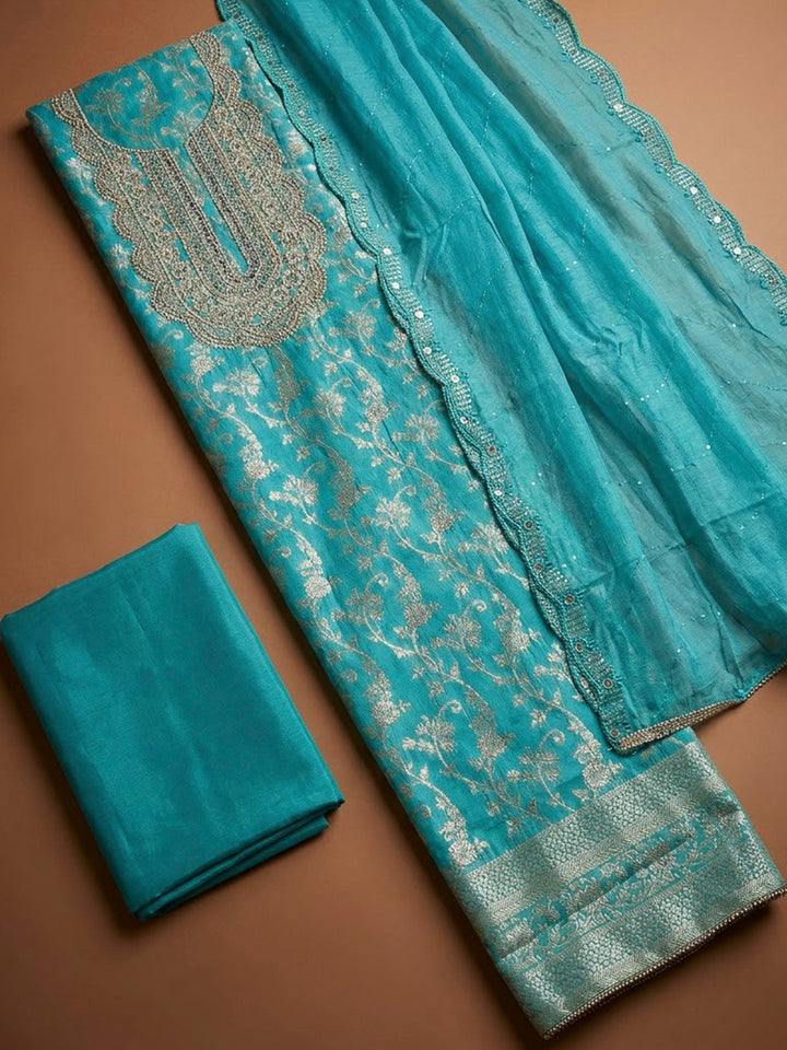Firozee Chanderi Embroidered Unstitched Dress Material