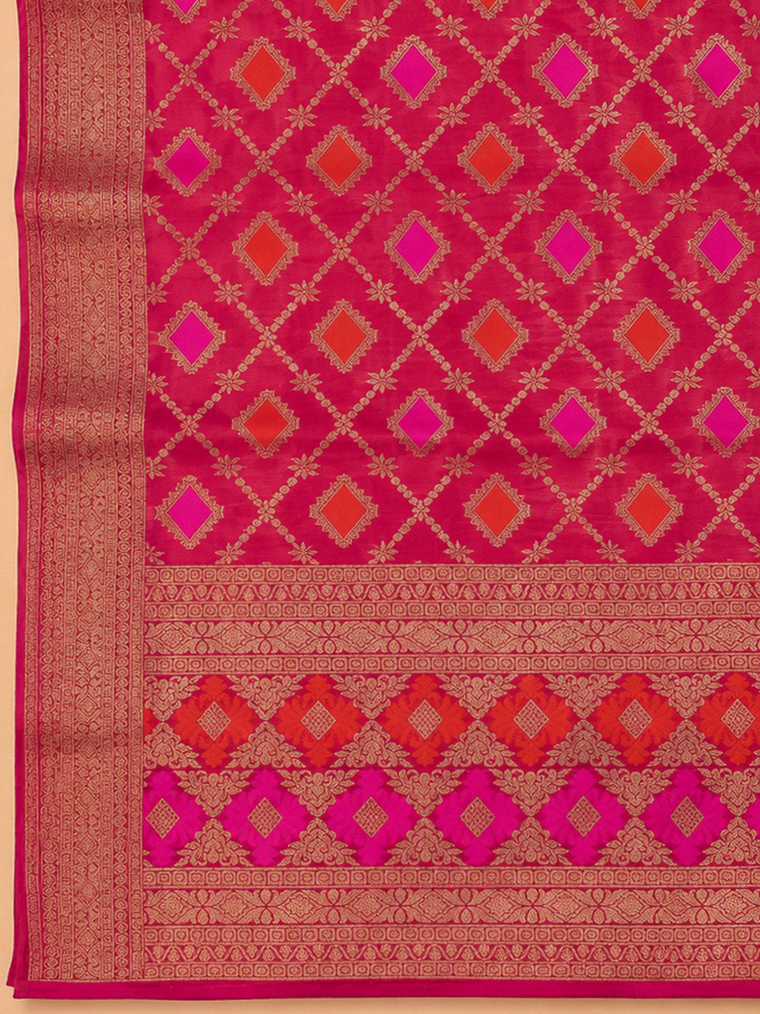 Aqua Green Chanderi Embroidered Unstitched Dress Material