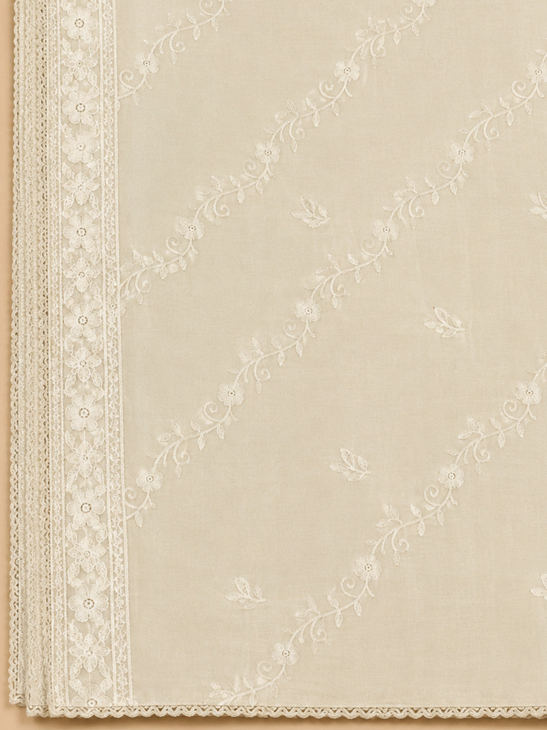Off White Woven Chanderi Unstitched Dress Material