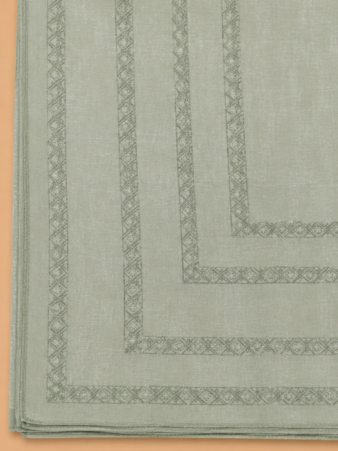 Aqua Green Embroidered Linen Blend Unstitched Suit &amp; Pant With Linen Dupatta