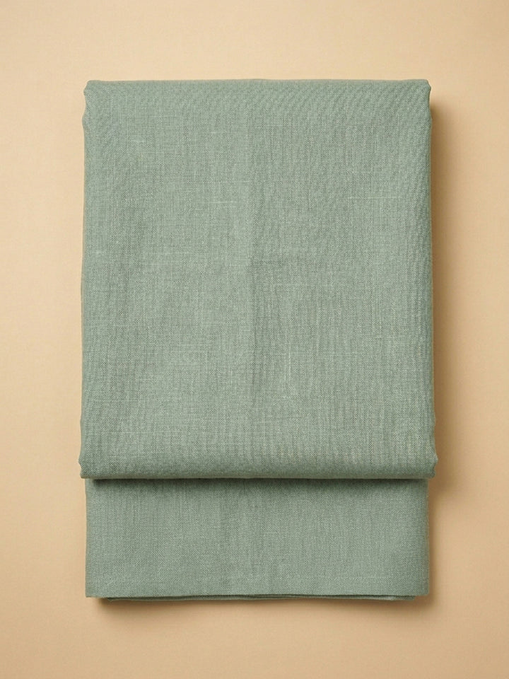 Aqua Green Embroidered Linen Blend Unstitched Suit &amp; Pant With Linen Dupatta