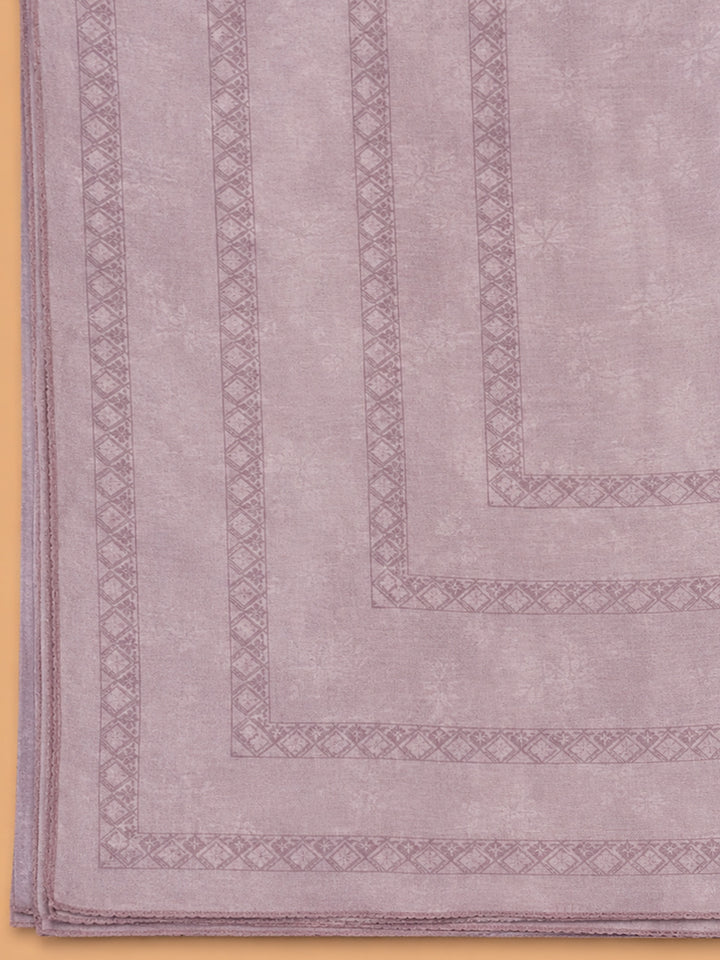 Pink Embroidered Linen Blend Unstitched Suit &amp; Pant With Linen Dupatta