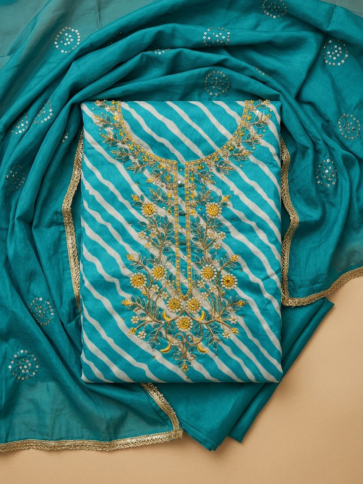Firozee Embroidery Chanderi Unstitched Dress Material