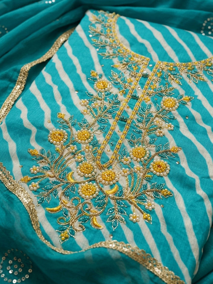 Firozee Embroidery Chanderi Unstitched Dress Material