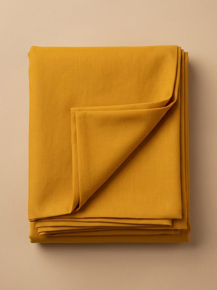 Mustard Chanderi Embroidered Unstitched Dress Material