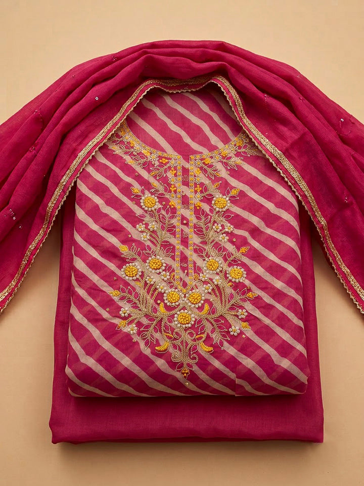 Rani Chanderi Embroidered Unstitched Dress Material
