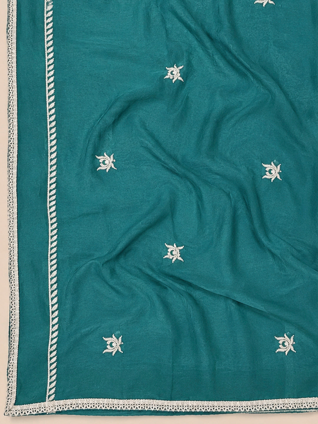 Rama Green Embroidery Cotton Blend Unstitched Dress Material