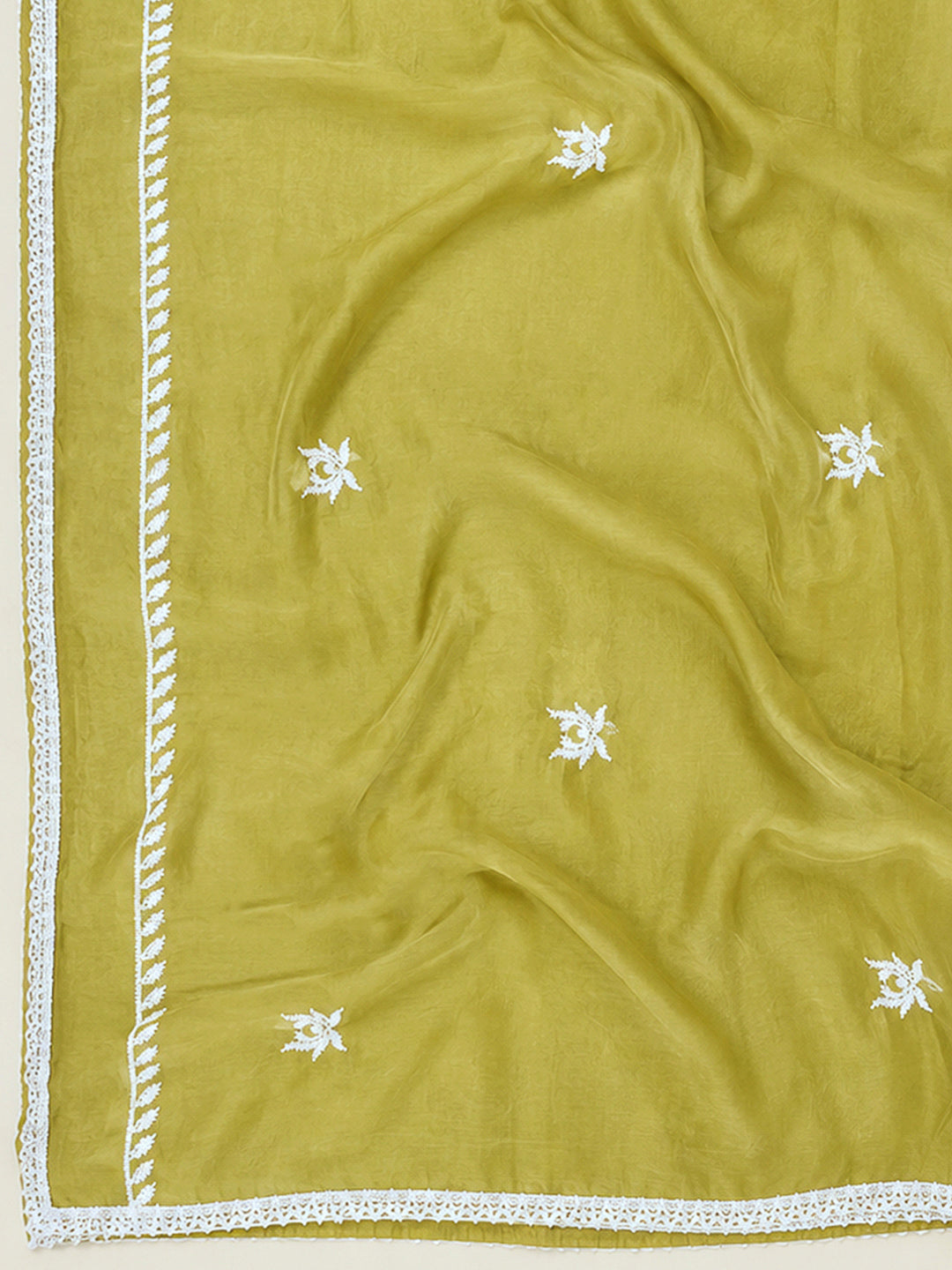 Yellow Embroidery Cotton Blend Unstitched Dress Material