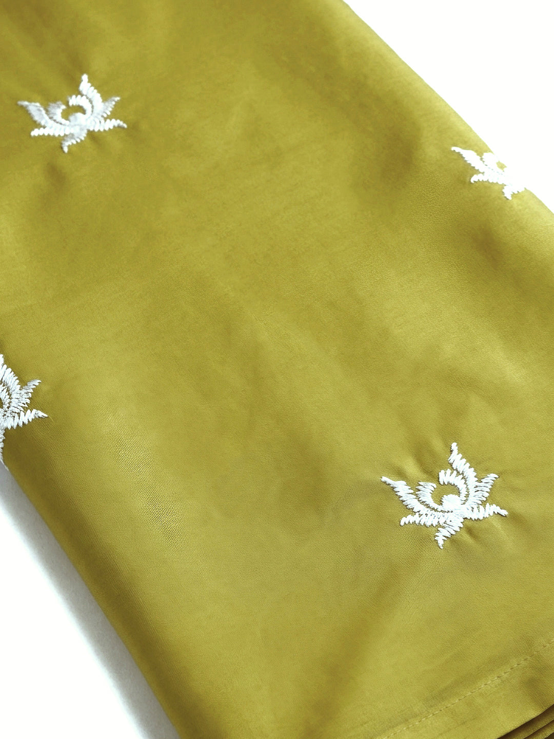 Yellow Embroidery Cotton Blend Unstitched Dress Material