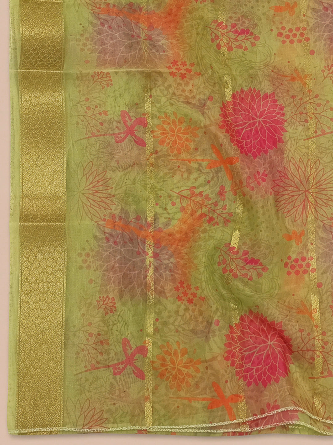 Mehndi Embroidery Chanderi Unstitched Dress Material