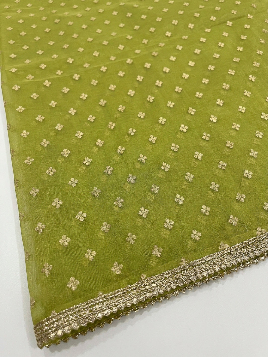 Mehndi Embroidery Chanderi Unstitched Dress Material
