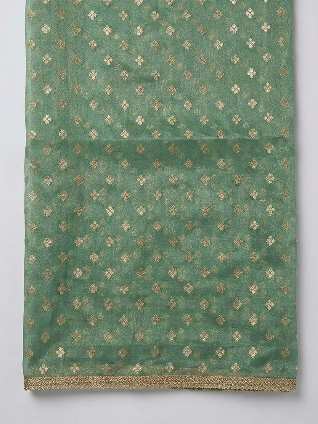 Rama Green Embroidery Chanderi Unstitched Dress Material
