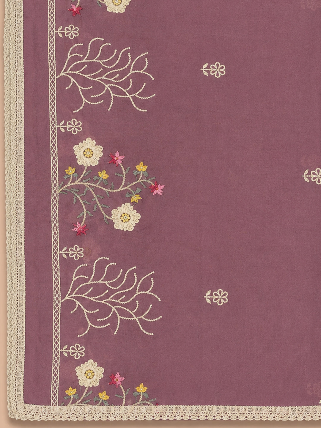 Onion Pink Embroidery Chanderi Unstitched Dress Material