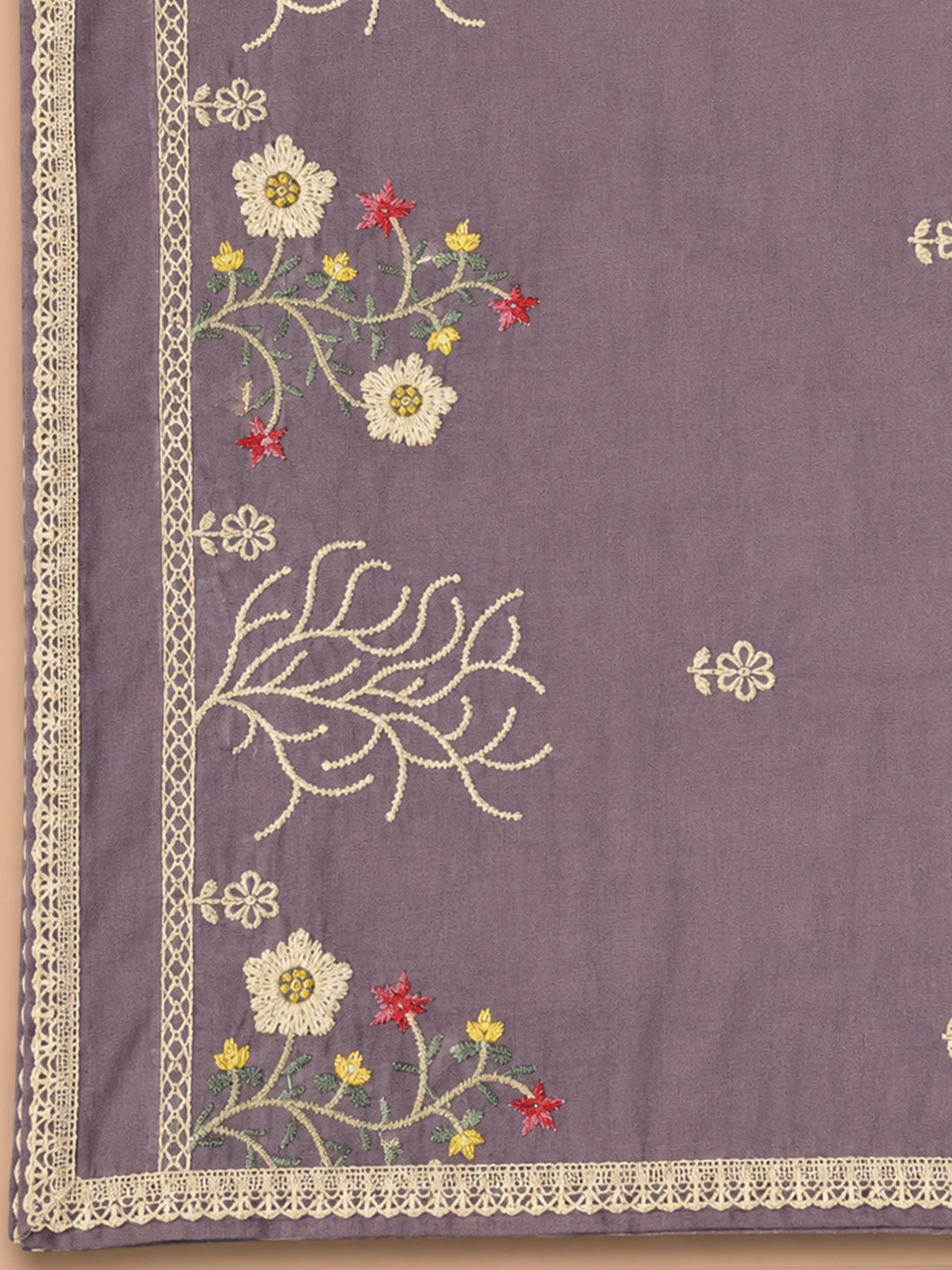Purple Embroidery Chanderi Unstitched Dress Material