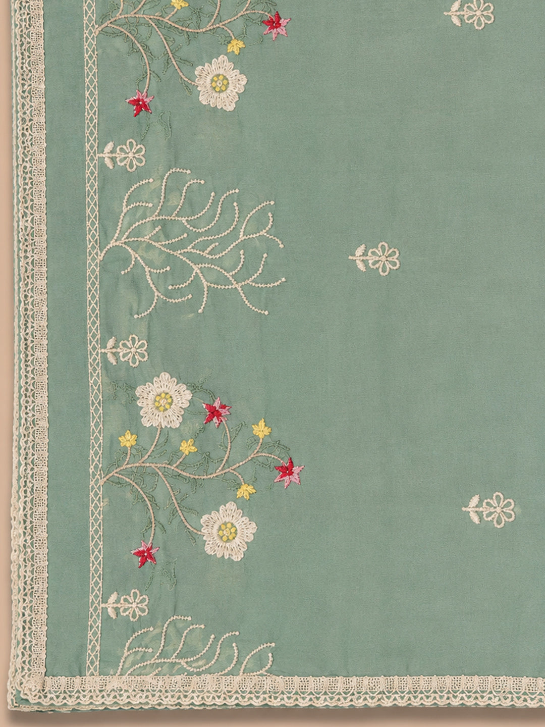 Sky Blue Embroidery Chanderi Unstitched Dress Material
