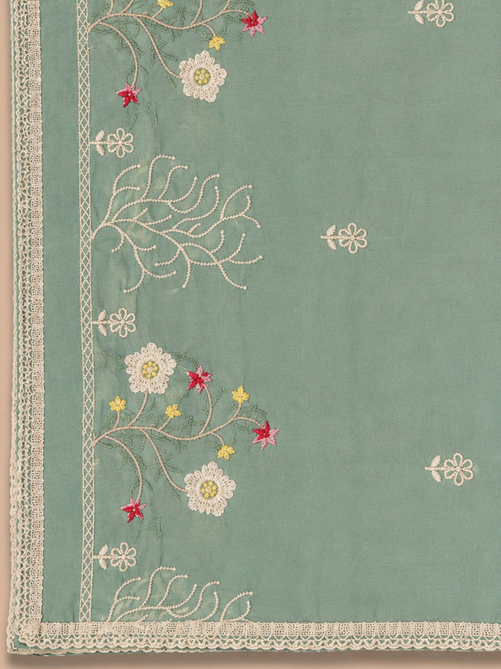 Sky Blue Embroidery Chanderi Unstitched Dress Material