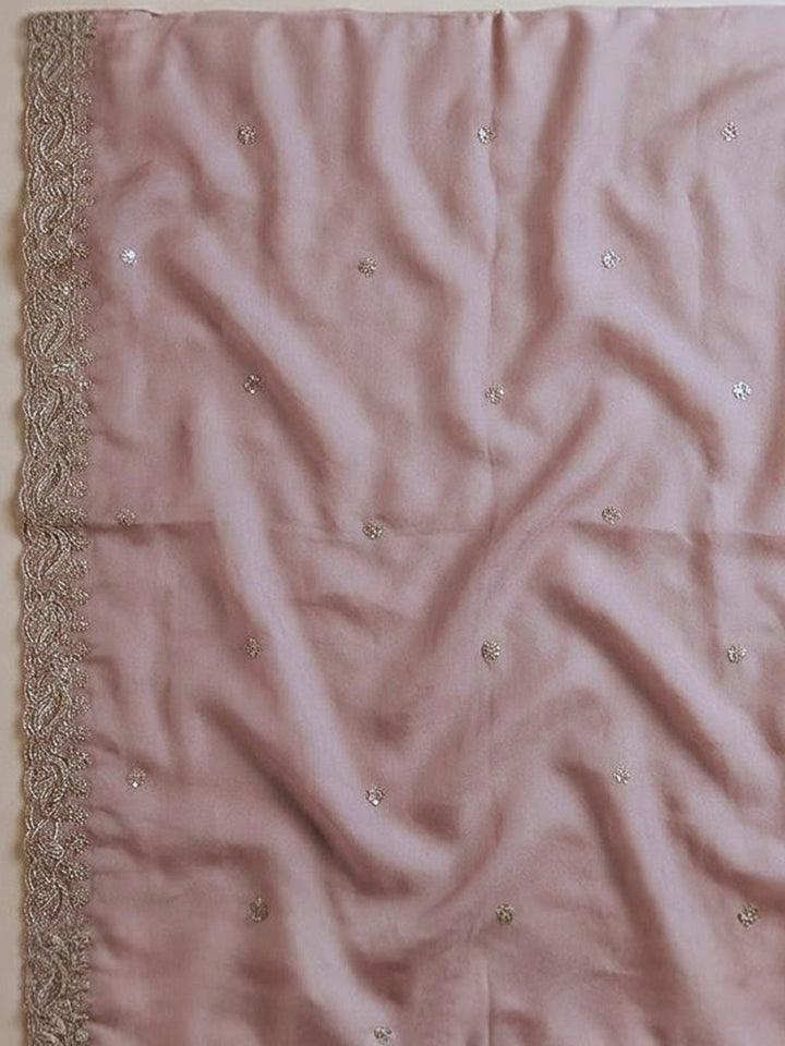 Lavender Embroidery Chanderi Unstitched Dress Material