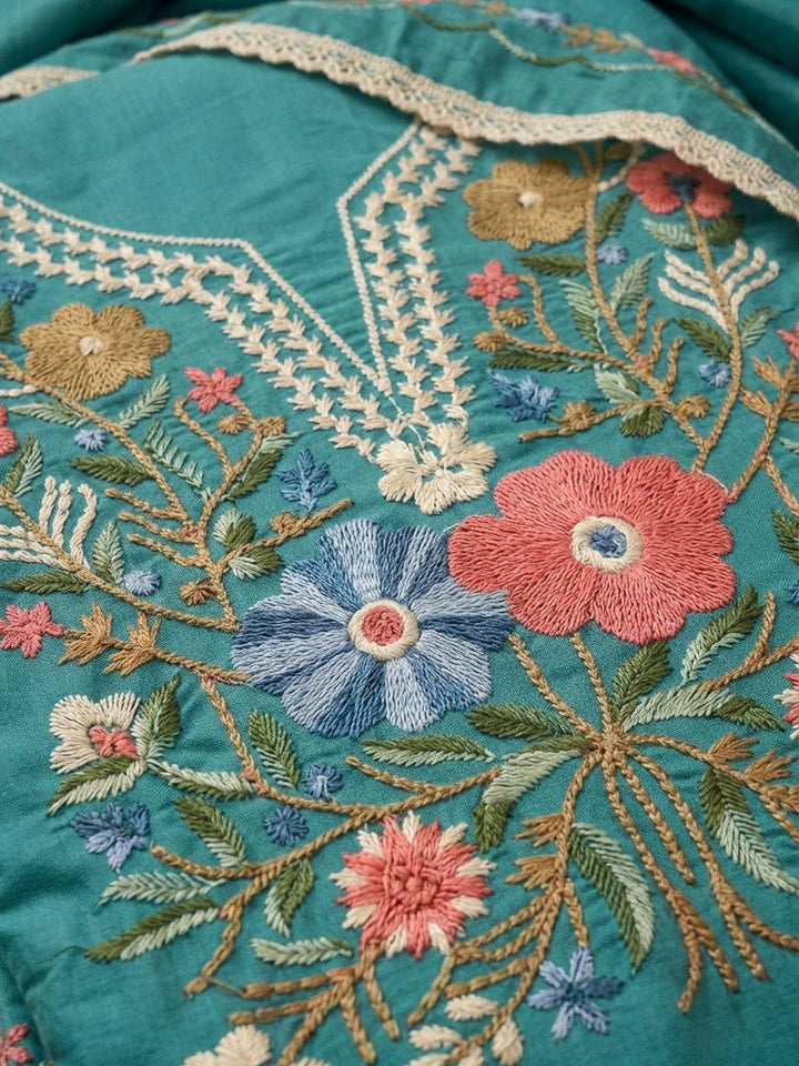 Firozee Embroidery Chanderi Unstitched Dress Material