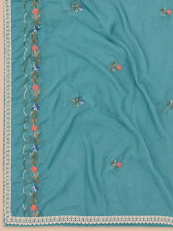 Firozee Embroidery Chanderi Unstitched Dress Material