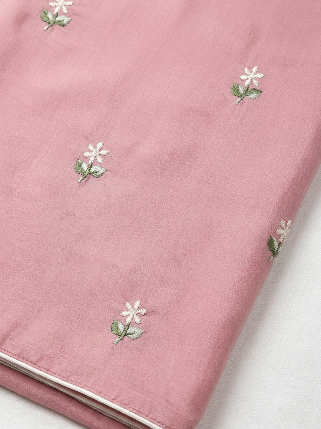 Onion Pink Embroidery Chanderi Unstitched Dress Material