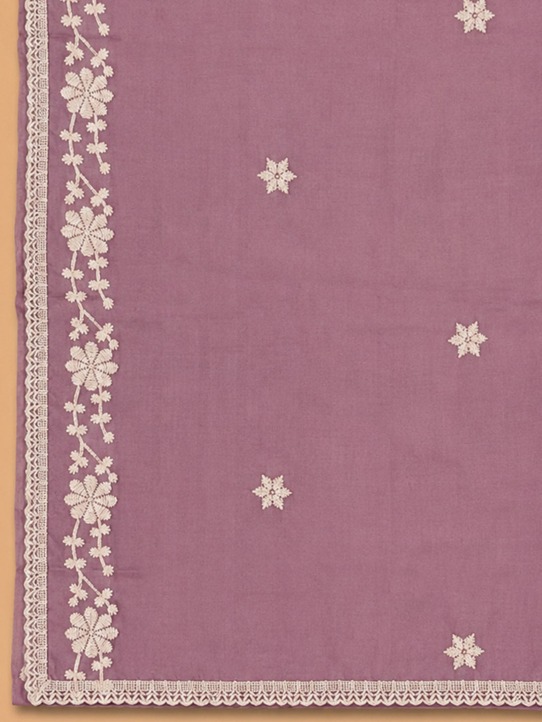 Onion Pink Embroidery Chanderi Unstitched Dress Material