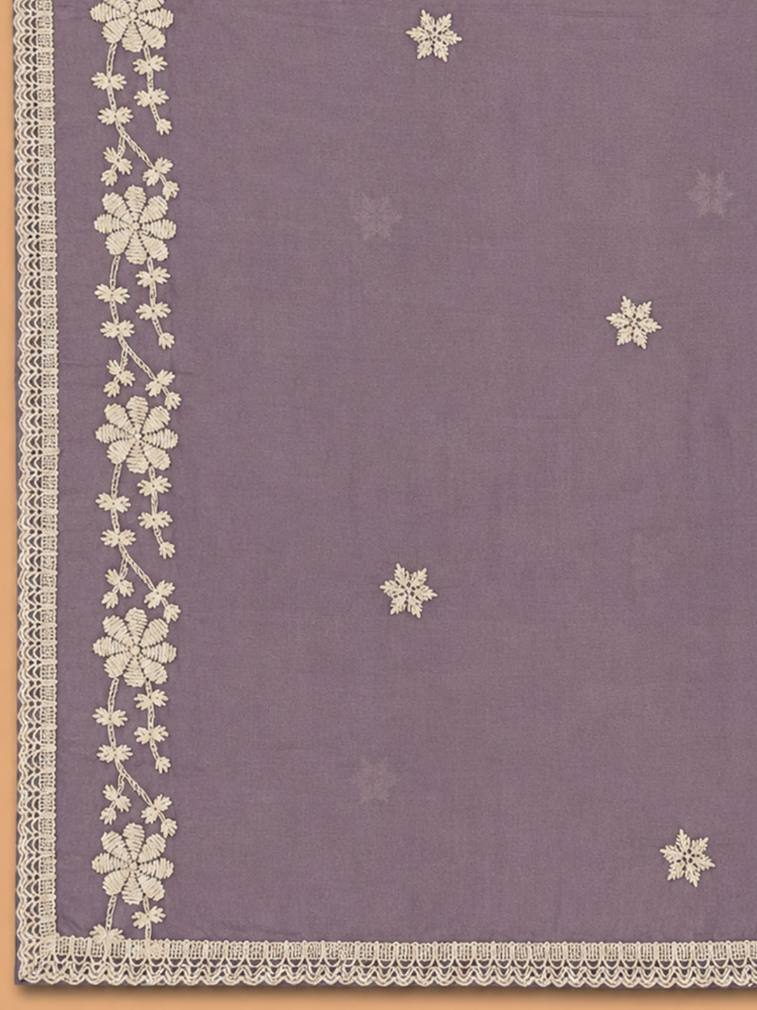 Purple Embroidery Chanderi Unstitched Dress Material