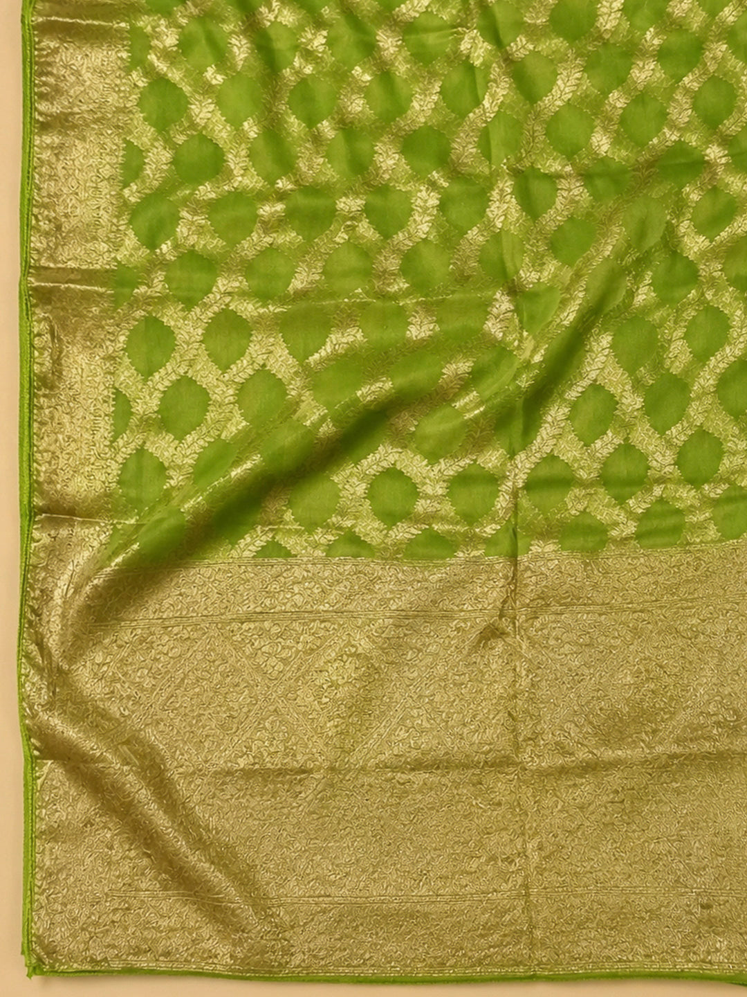 Mehndi Embroidery Chanderi Unstitched Dress Material