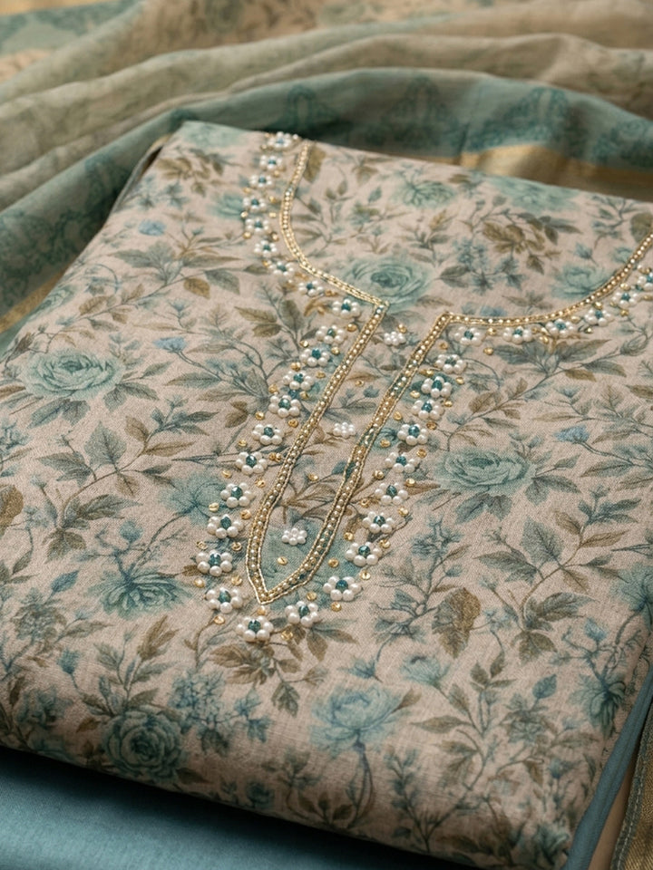 Firozee  Chanderi Unstitched Dress Material