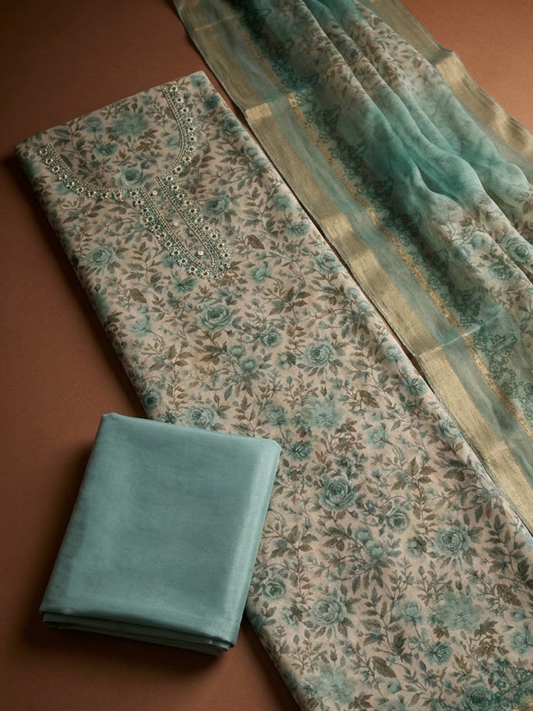 Firozee  Chanderi Unstitched Dress Material