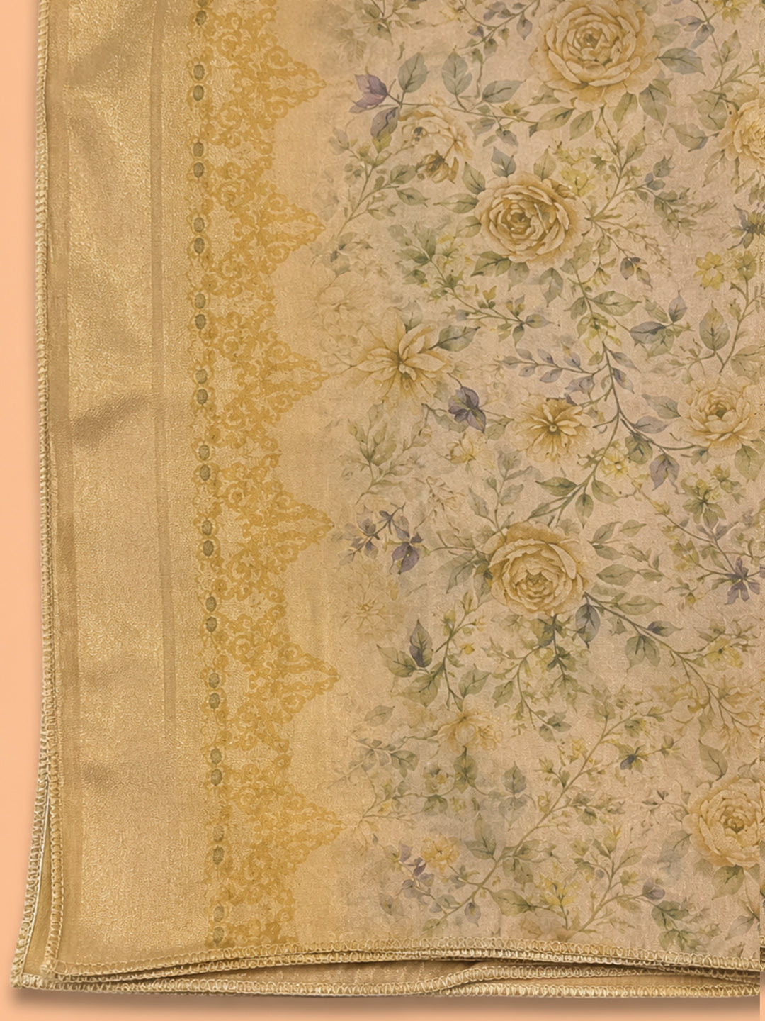 Mustard  Chanderi Unstitched Dress Material