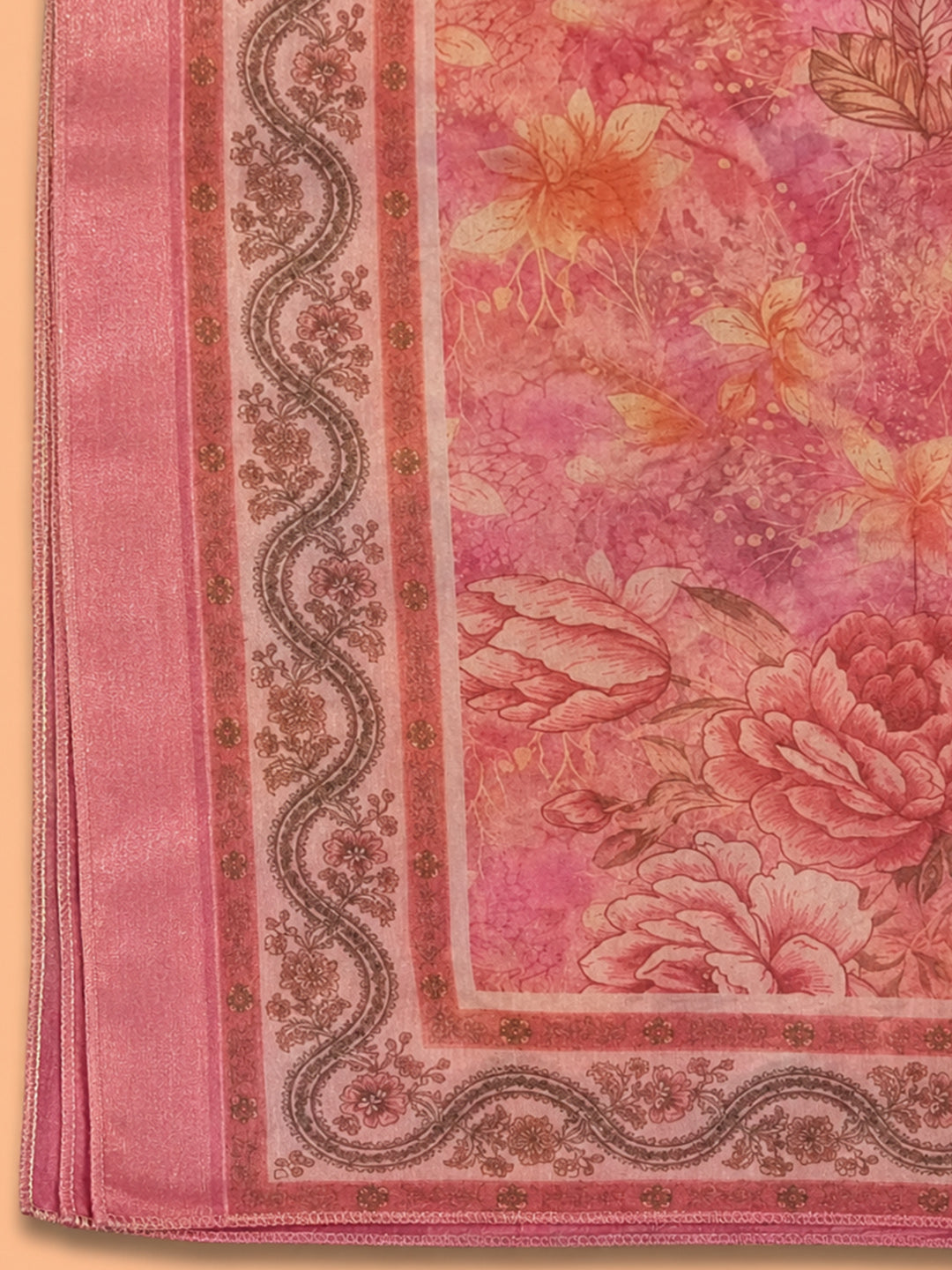 Onion Pink  Chanderi Unstitched Dress Material