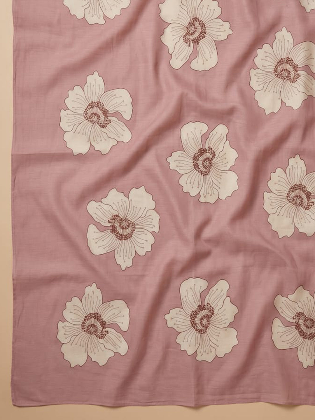 Onion Pink Printed Linen Blend Unstitched Suit With Pant &amp; Dupatta