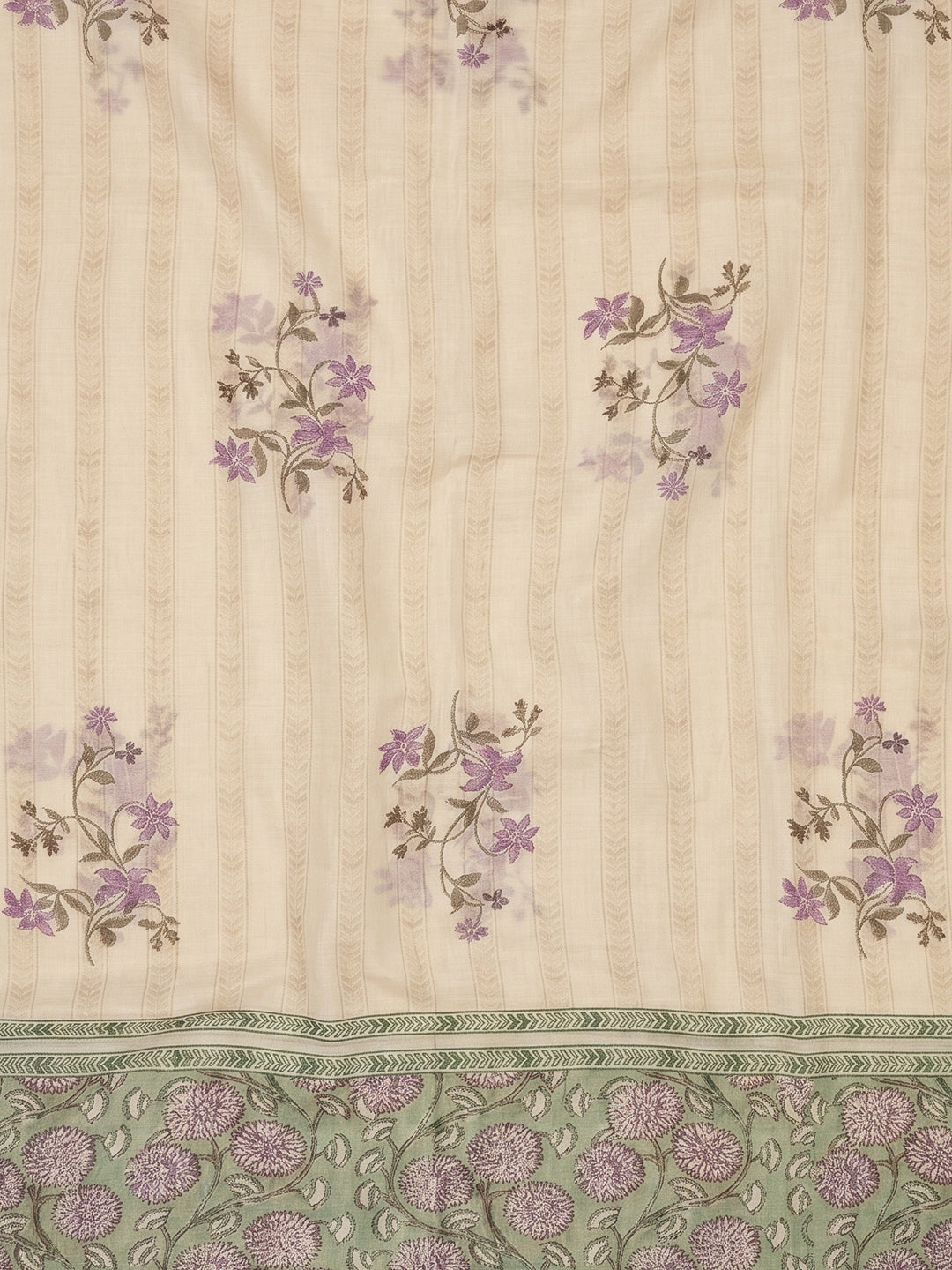 Pista Green Embroidered Cotton Blend Unstitched Suit With Pant &amp; Dupatta