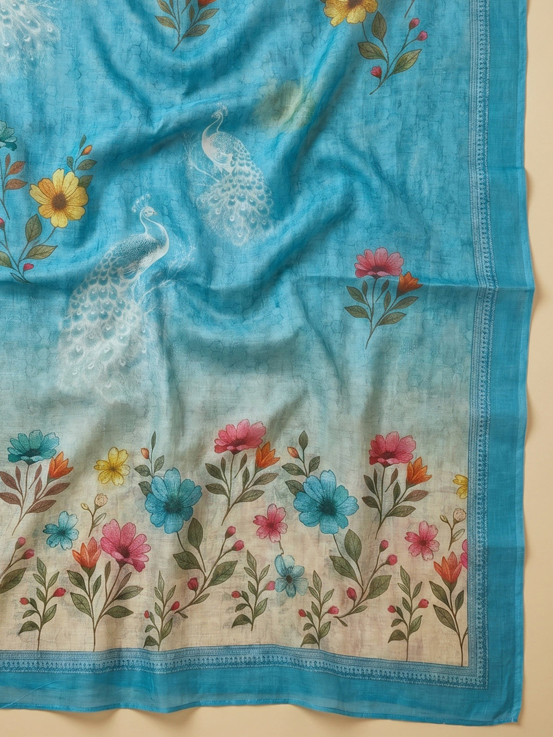 Firozee Embroidered Chanderi Unstitched Suit With Pant &amp; Dupatta